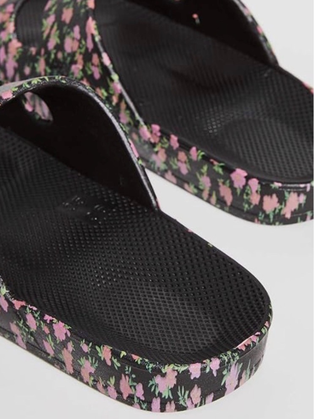 NWT [Freedom Moses] Duel Band Floral Slides Sandals Black/Pink Women’s 11-12 - Picture 4 of 11